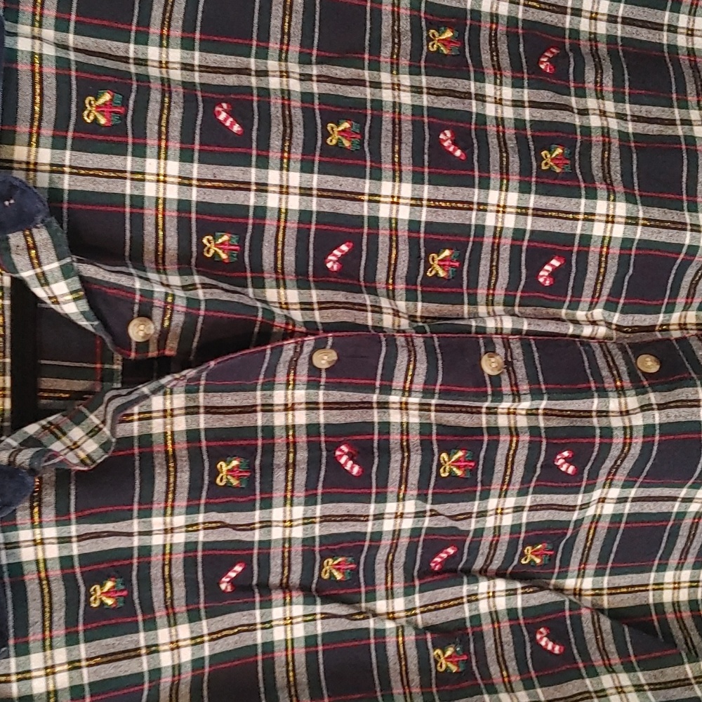 Vintage Holiday Long Sleeve Button Down Womens Sz Medium Plaid Metallic Velvour - Picture 5 of 10